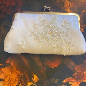 French Lace & Pearl Bridal Clutch